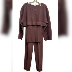 Vintage Alaia 80-90s Sweater Knit Set Dolman Sleeve Sweater Tunic PullOn Pants